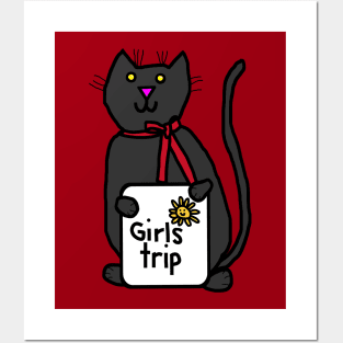 Cute Black Cat goes on Girls Trip Posters and Art